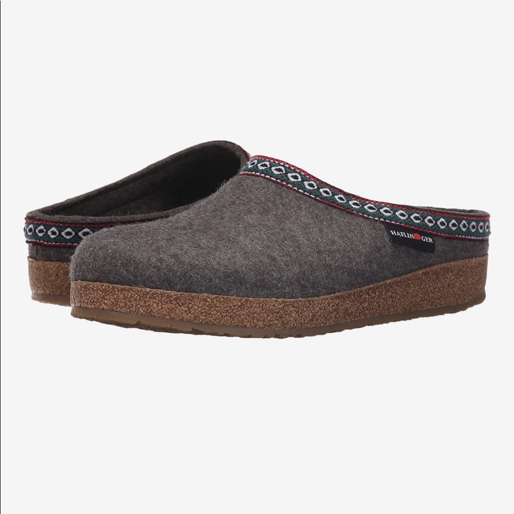 Haflinger GZ Classic Grizzly Gray Wool Clog House Slipper